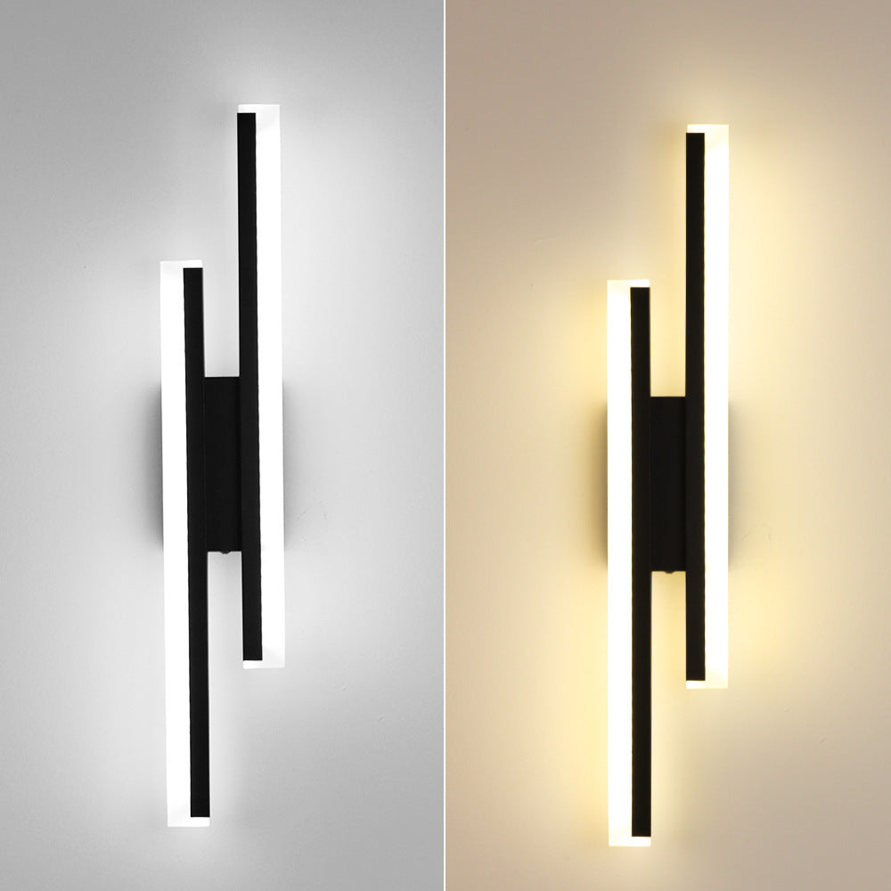 Modern double line wall lamp with creative art design for hotel stairs and aisle background lighting