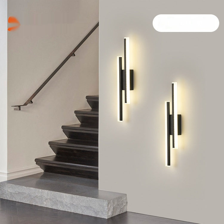 Modern double line wall lamp with creative art design for hotel stairs and aisle background lighting