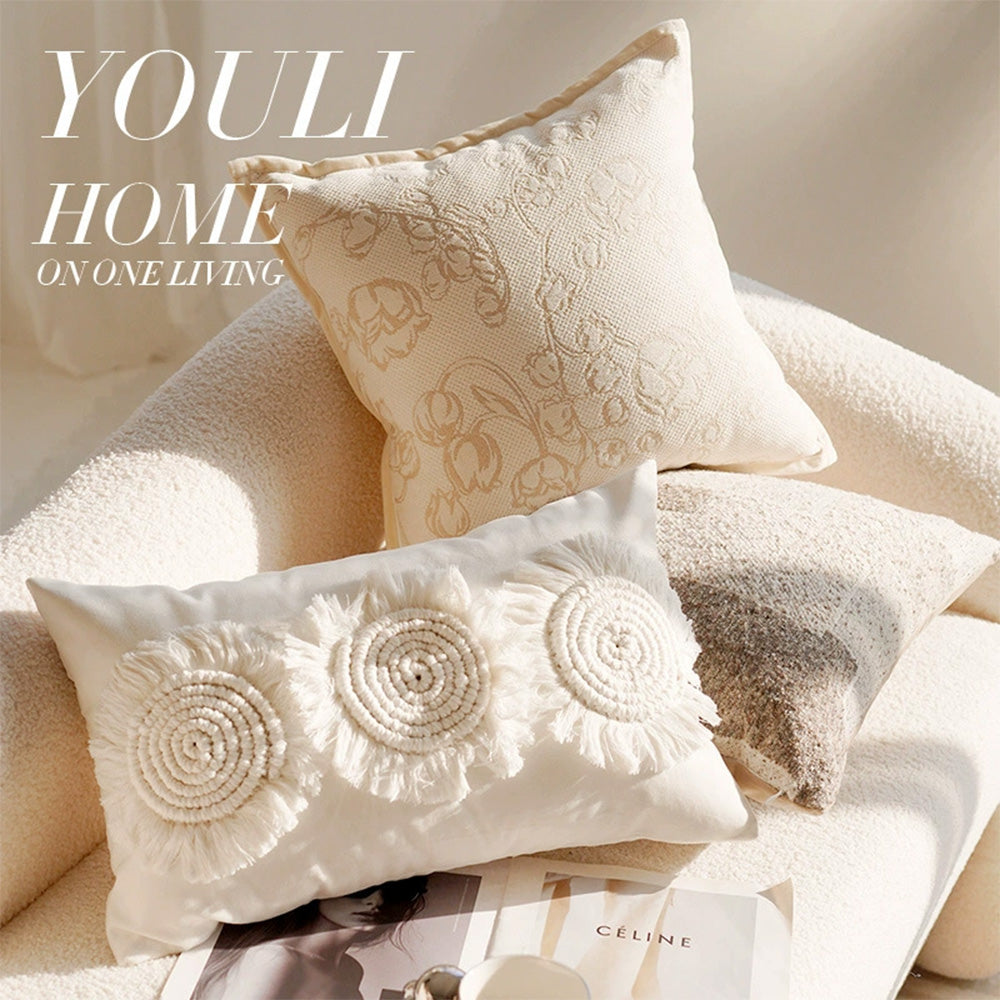 Linen Nordic Style Throw Pillow Covers With Tassel Cushion Cases Caramel Color Pillows Retro Texture Cushion Case Geometric Decorative Pillow Cover  For Couch Sofa Bedroom Living Room