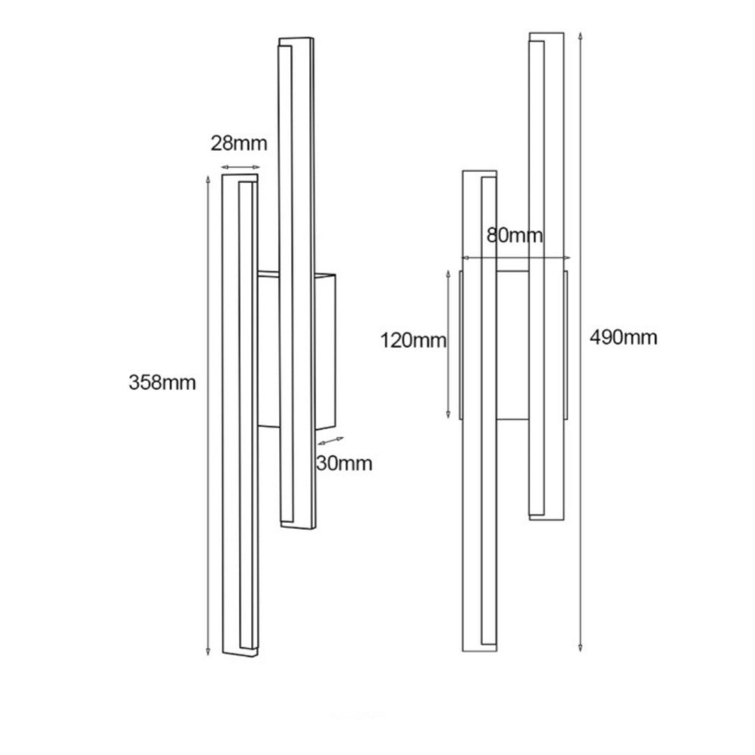 Modern double line wall lamp with creative art design for hotel stairs and aisle background lighting