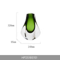 Handmade Glass Flower Vase With Green Amber Accents Pastoral Style